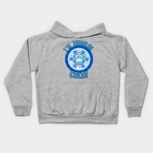 Funny winter holiday blue freezing emoji I'm freaking cold! Kids Hoodie